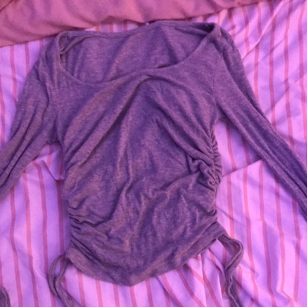 Gray Drawstring Top